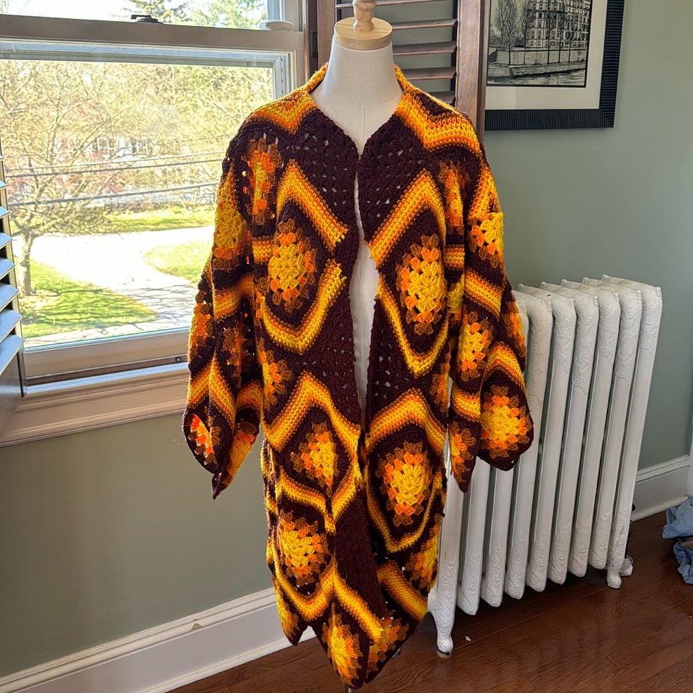 Vintage afghan long cardigan